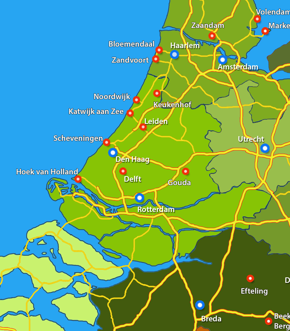 Zuid-Holland kaart - Χαρτης